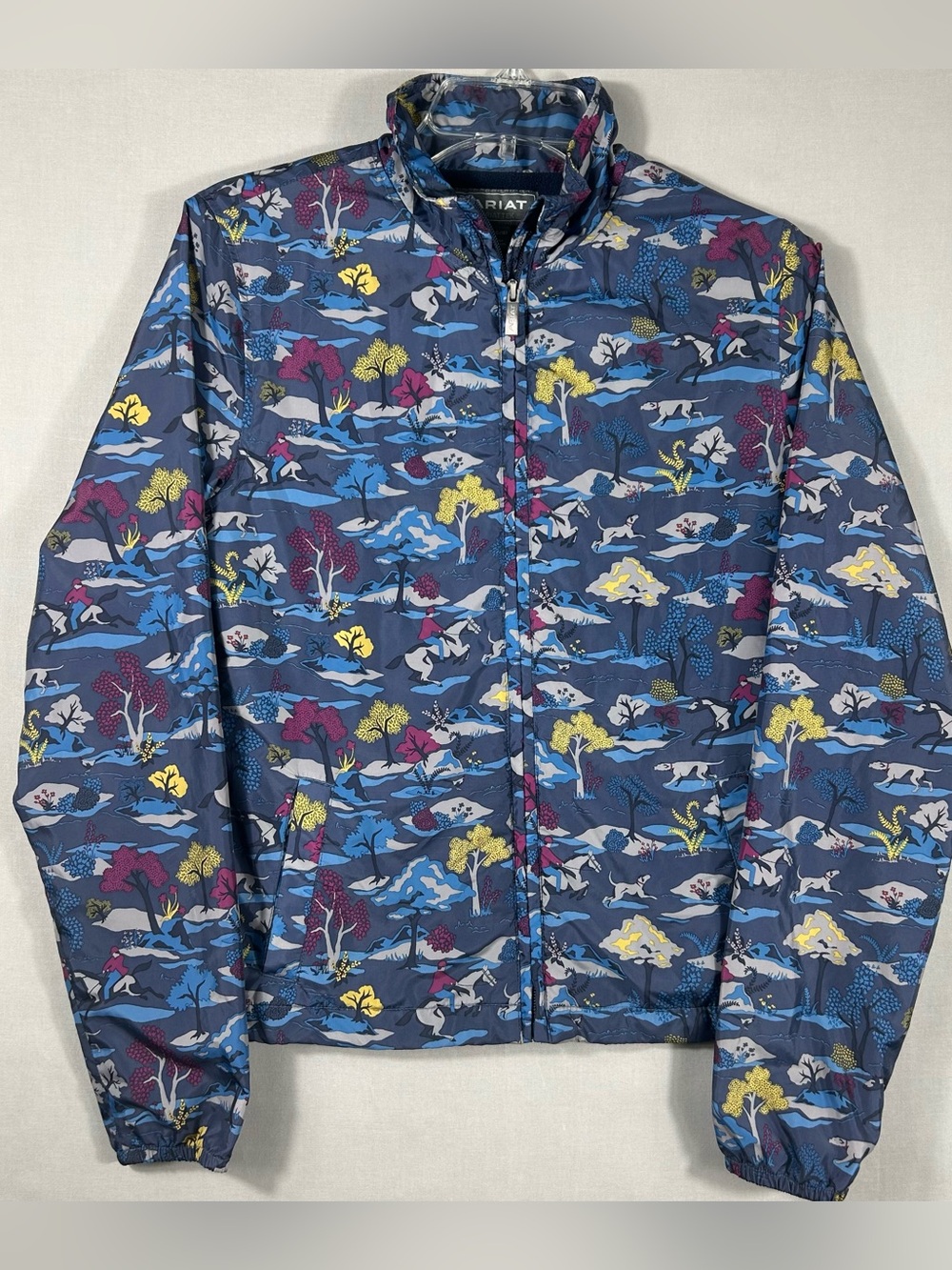 Ariat Youth Girl XXL 16 Ariattek Windbreaker Jacket Equestrian Landscape Navy